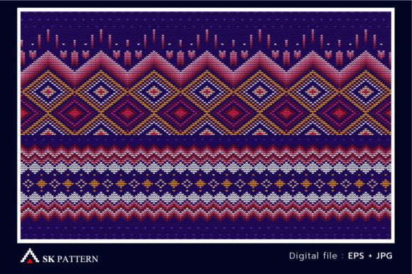 Cross Stitch Ethnic Pattern Vector Knit