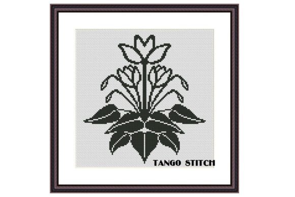 Easy Black and White Cross Stitch Flower