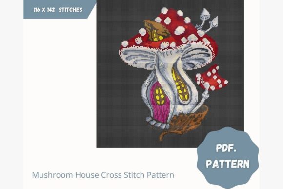 Mushroom House Cross Stitch