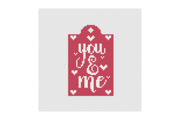 You Me Gift Tag Label Cross Stitch Pattern